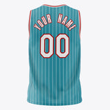 Custom Teal White Pinstripe Basketball Jersey