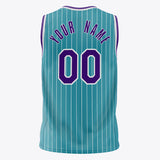 Custom Teal Purple Pinstripe Basketball Jersey