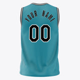 Custom Teal Black Solid Color Basketball Jersey