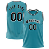 Custom Teal Black Solid Color Basketball Jersey BS02240626YX244