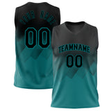 Custom Teal Black Fade Basketball Jersey