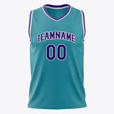 Custom Teal Purple Solid Color Basketball Jersey