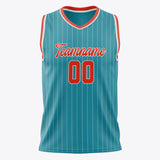 Custom Teal Orange Pinstripe Basketball Jersey