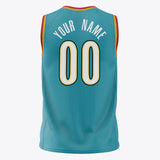 Custom Teal White Solid Color Basketball Jersey