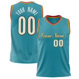 Custom Teal White Solid Color Basketball Jersey