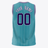 Custom Teal Purple Pinstripe Basketball Jersey