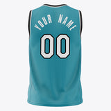 Custom Teal White Solid Color Basketball Jersey