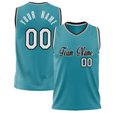 Custom Teal White Solid Color Basketball Jersey