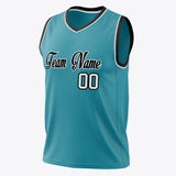 Custom Teal White Solid Color Basketball Jersey