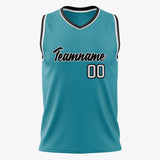 Custom Teal White Solid Color Basketball Jersey