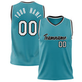 Custom Teal White Solid Color Basketball Jersey BS02240626YX253