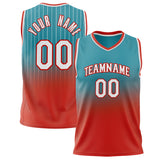 Custom Teal Orange Fade Basketball Jersey