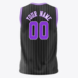 Custom Black Purple Pinstripe Basketball Jersey