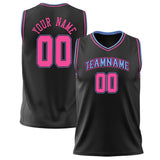 Custom Black Pink Solid Color Basketball Jersey