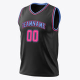 Custom Black Pink Solid Color Basketball Jersey