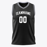 Custom Black White Solid Color Basketball Jersey