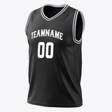 Custom Black White Solid Color Basketball Jersey