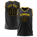 Custom Black Gold Solid Color Basketball Jersey