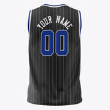 Custom Black Royal Pinstripe Basketball Jersey