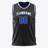 Custom Black Royal Pinstripe Basketball Jersey