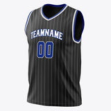 Custom Black Royal Pinstripe Basketball Jersey