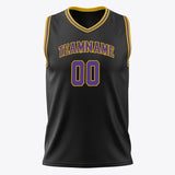 Custom Black Purple Solid Color Basketball Jersey