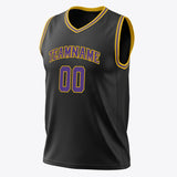 Custom Black Purple Solid Color Basketball Jersey