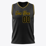 Custom Black Gold Solid Color Basketball Jersey