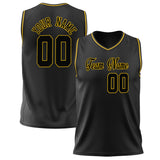 Custom Black Gold Solid Color Basketball Jersey BS02240626ZX011