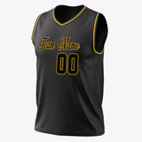 Custom Black Gold Solid Color Basketball Jersey