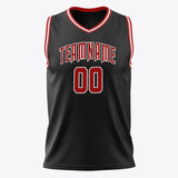 Custom Black Red Solid Color Basketball Jersey