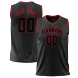 Custom Black Red Solid Color Basketball Jersey BS02240626ZX013