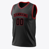 Custom Black Red Solid Color Basketball Jersey