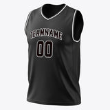 Custom Black White Solid Color Basketball Jersey