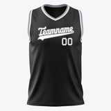 Custom Black White Solid Color Basketball Jersey