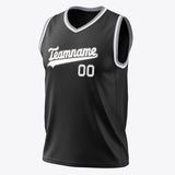 Custom Black White Solid Color Basketball Jersey