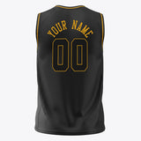 Custom Black Gold Solid Color Basketball Jersey