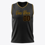 Custom Black Gold Solid Color Basketball Jersey