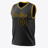 Custom Black Gold Solid Color Basketball Jersey