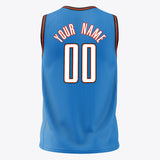 Custom Blue White Solid Color Basketball Jersey