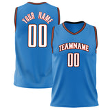 Custom Blue White Solid Color Basketball Jersey BS02240626ZX022