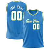 Custom Blue White Solid Color Basketball Jersey BS02240626ZX024