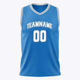 Custom Blue White Solid Color Basketball Jersey