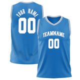 Custom Blue White Solid Color Basketball Jersey BS02240626ZX025