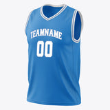 Custom Blue White Solid Color Basketball Jersey