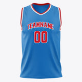 Custom Blue Red Solid Color Basketball Jersey