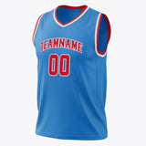 Custom Blue Red Solid Color Basketball Jersey