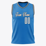 Custom Blue White Solid Color Basketball Jersey