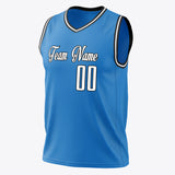 Custom Blue White Solid Color Basketball Jersey