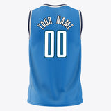 Custom Blue White Solid Color Basketball Jersey